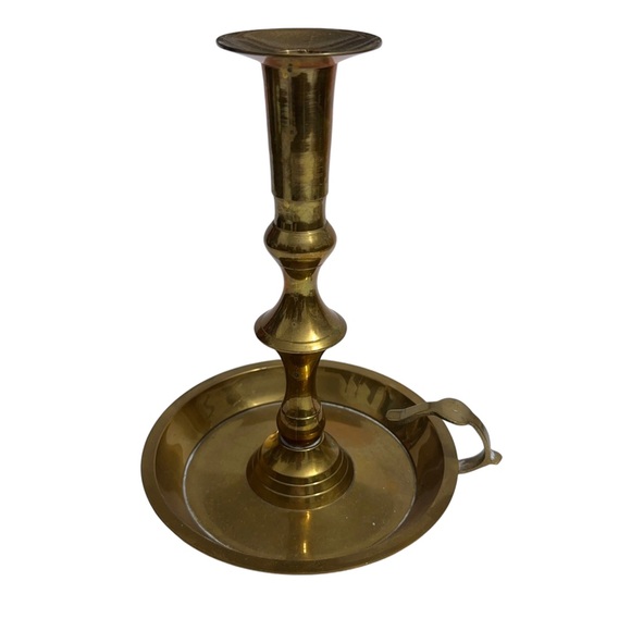 Solid Brass Taper Candle Holder 8" Candlestick Cottagecore Christmas Gift Vtg - Picture 1 of 9